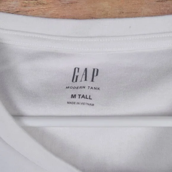 Gap Womens M Tall Plain Solid White Modern Shell Tank Top Sleeveless Stretch - Picture 3 of 7